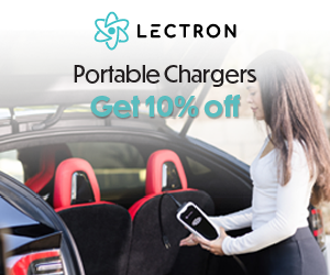 Lectron portable chargers ad with woman and car